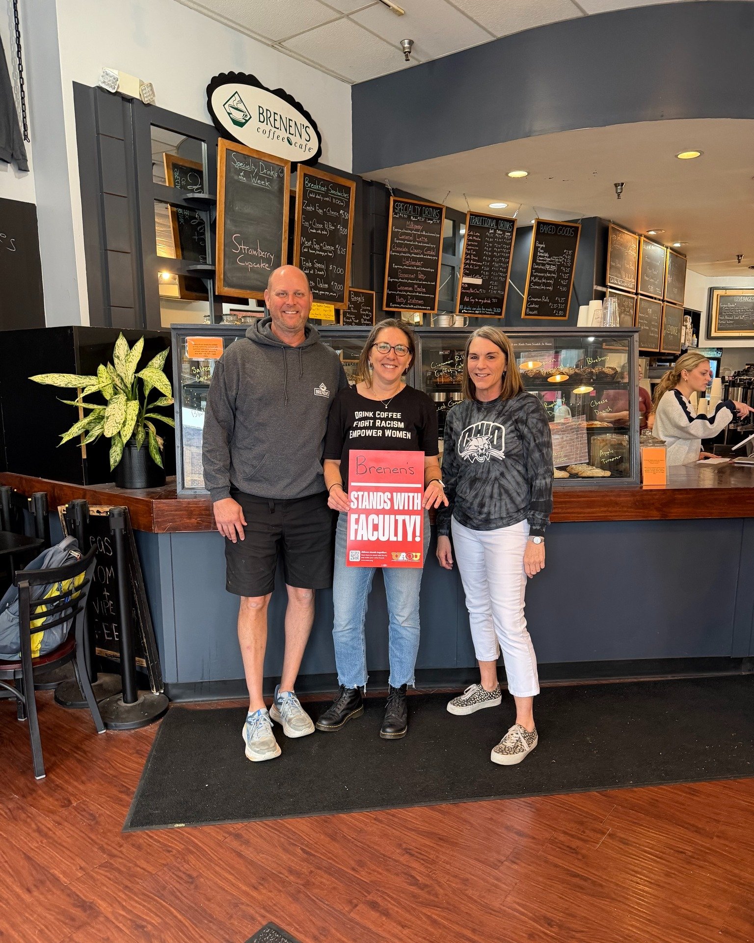 Brenen&rsquo;s Coffee Caf&eacute; is standing with Ohio University faculty!

As an alumni-owned business, their support reflects a continued connection to OU and the people who make it what it is. Faculty played a role in shaping that experience, and