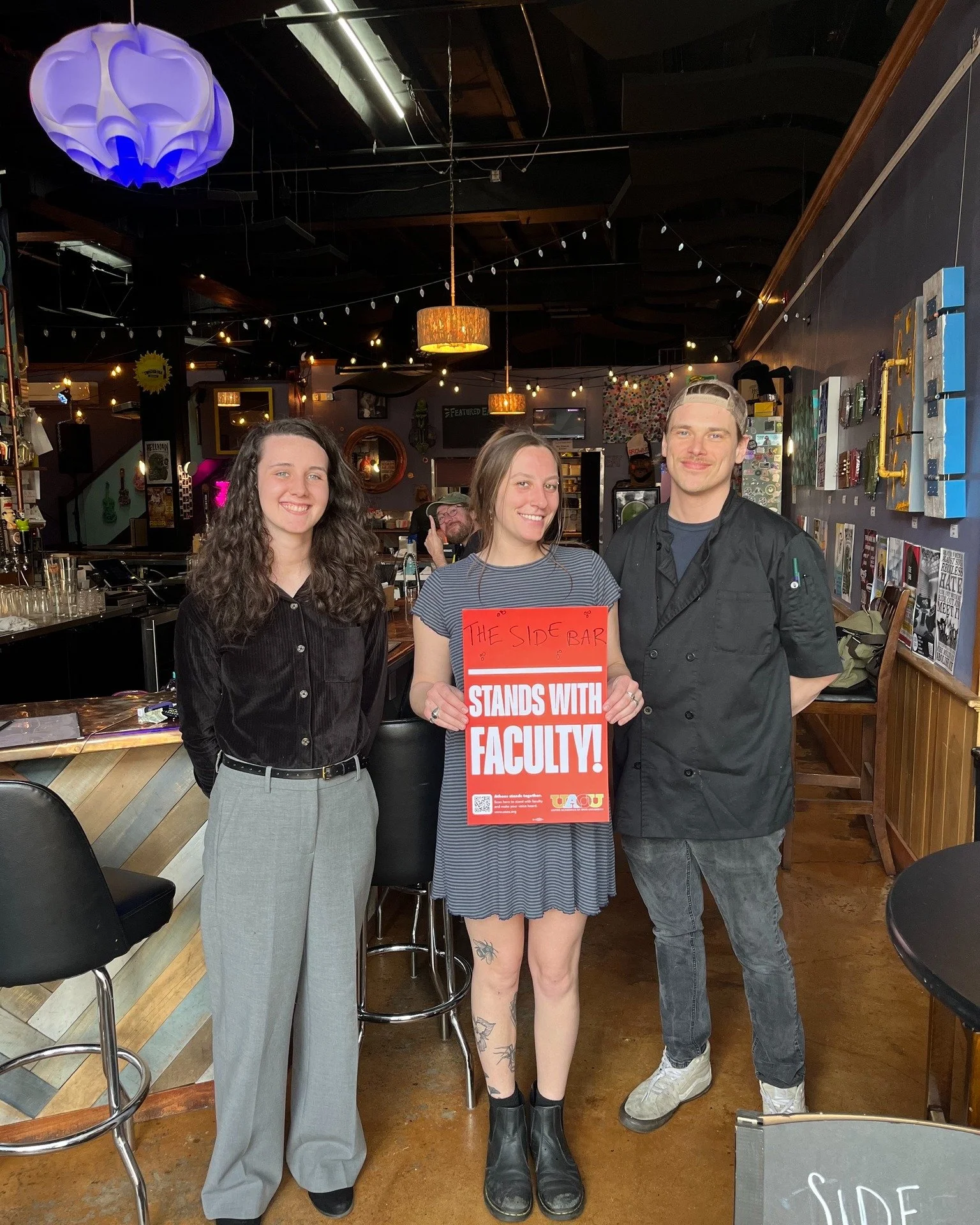 The Side Bar stands with Ohio University faculty!

Owned by an OU alum, their support speaks to the lasting connection people carry with them after they graduate. It shows up in the businesses people build and the choices they make about what to supp