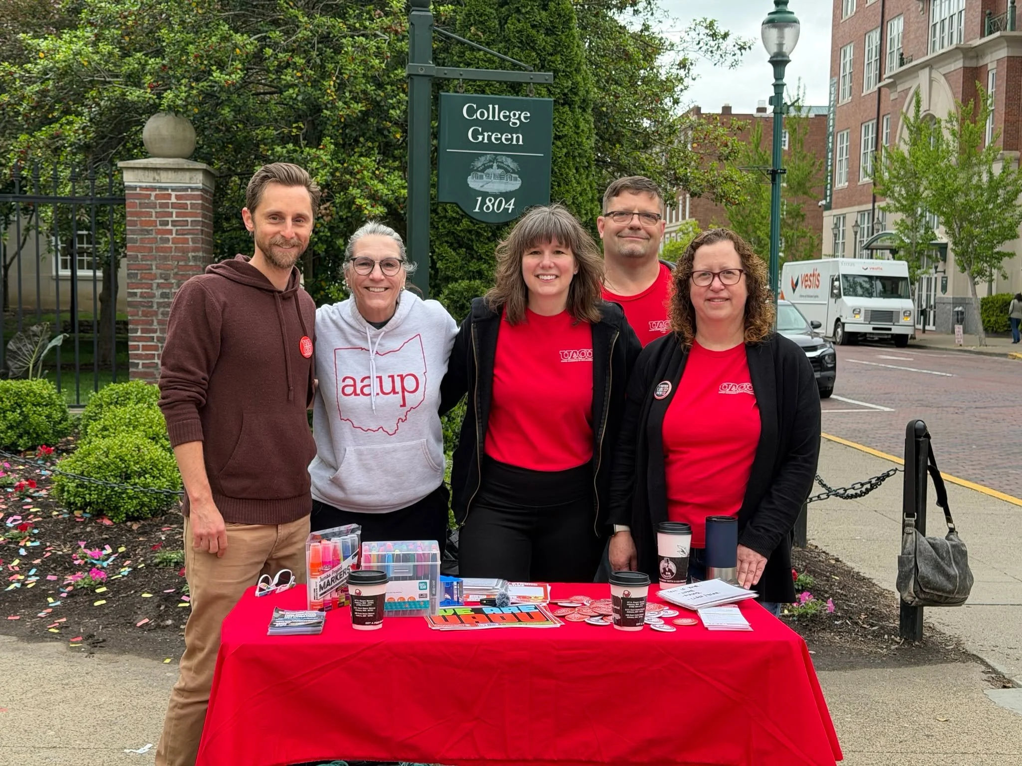 Faculty were at Alumni Gate today, talking with students, prospective students and their families, and the broader community about what&rsquo;s happening on campus and at the bargaining table.

We&rsquo;ll be sharing more from today in the coming day