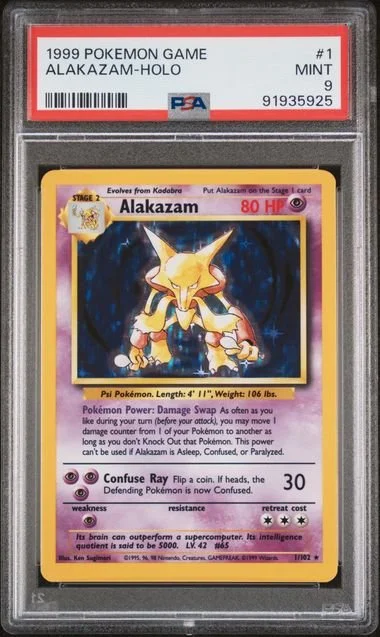 GRADED 9.0 HOLO Alakazam - Base Set Unlimited #1 of #102
