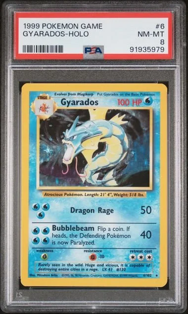 GRADED 8.0 HOLO Gyarados - Base Set Unlimited #6 of #102