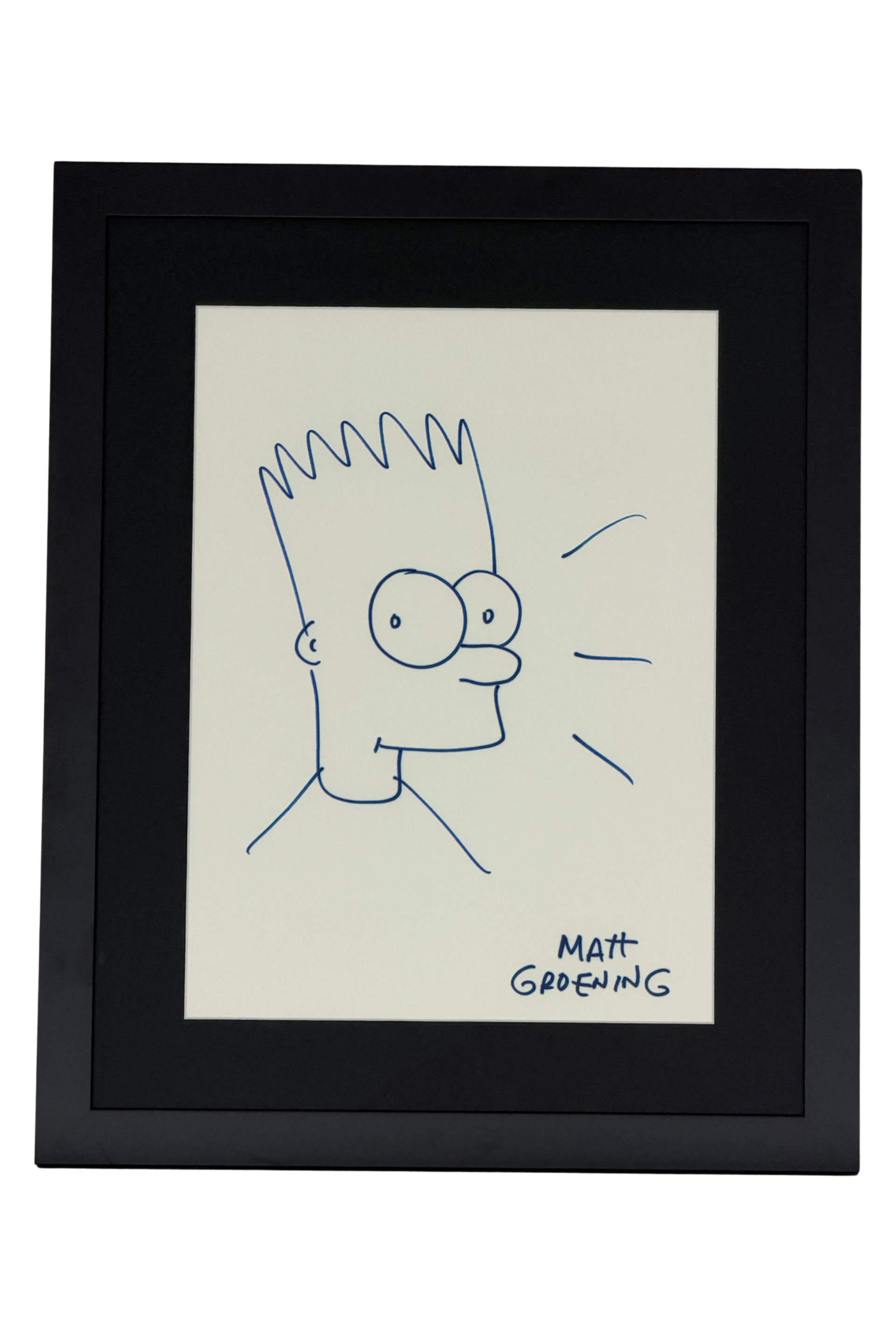 Front of Matt Groening Signed & Framed Original Bart Simpson Sketch
