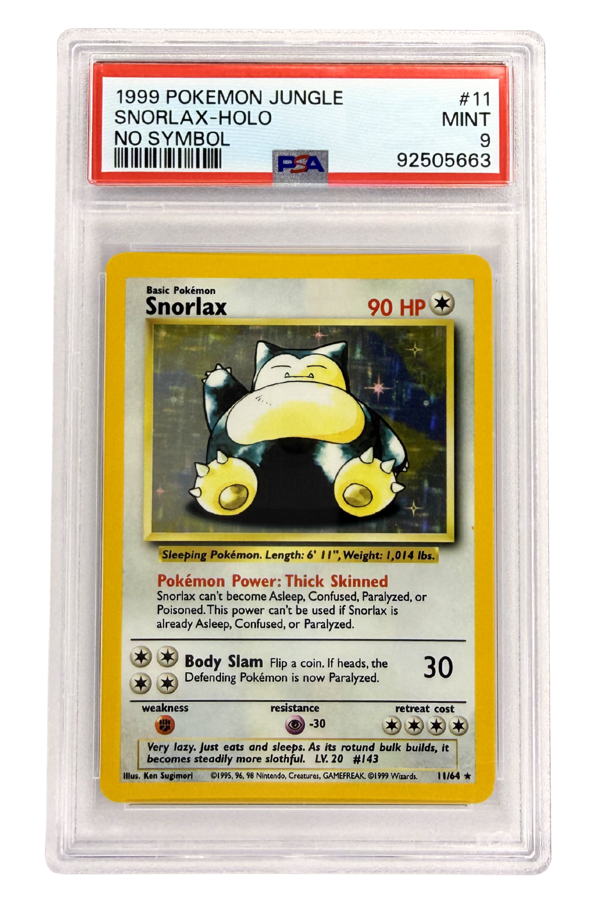 GRADED 9.0 HOLO Snorlax - Jungle #11 of #64