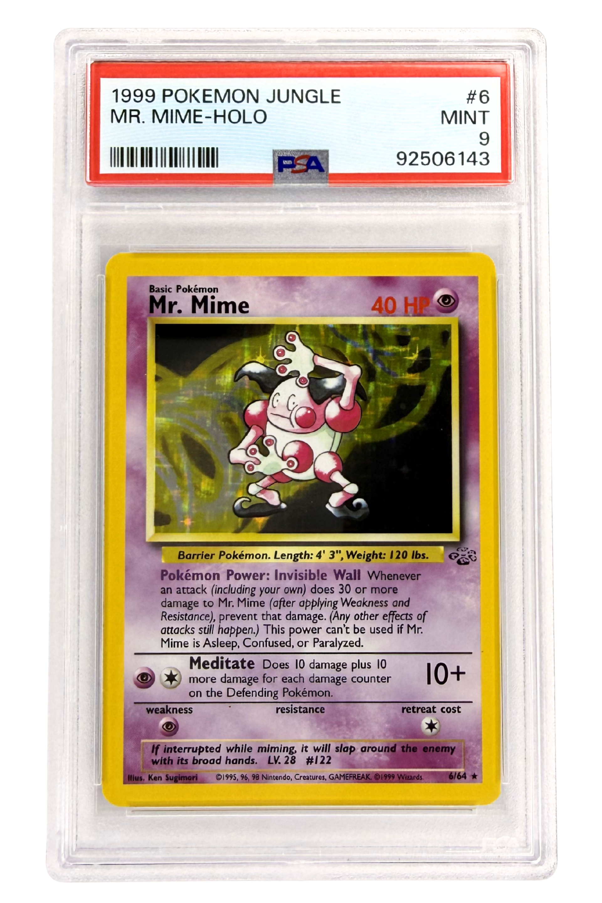 GRADED 9.0 HOLO Mr Mime - Jungle #6 of #64