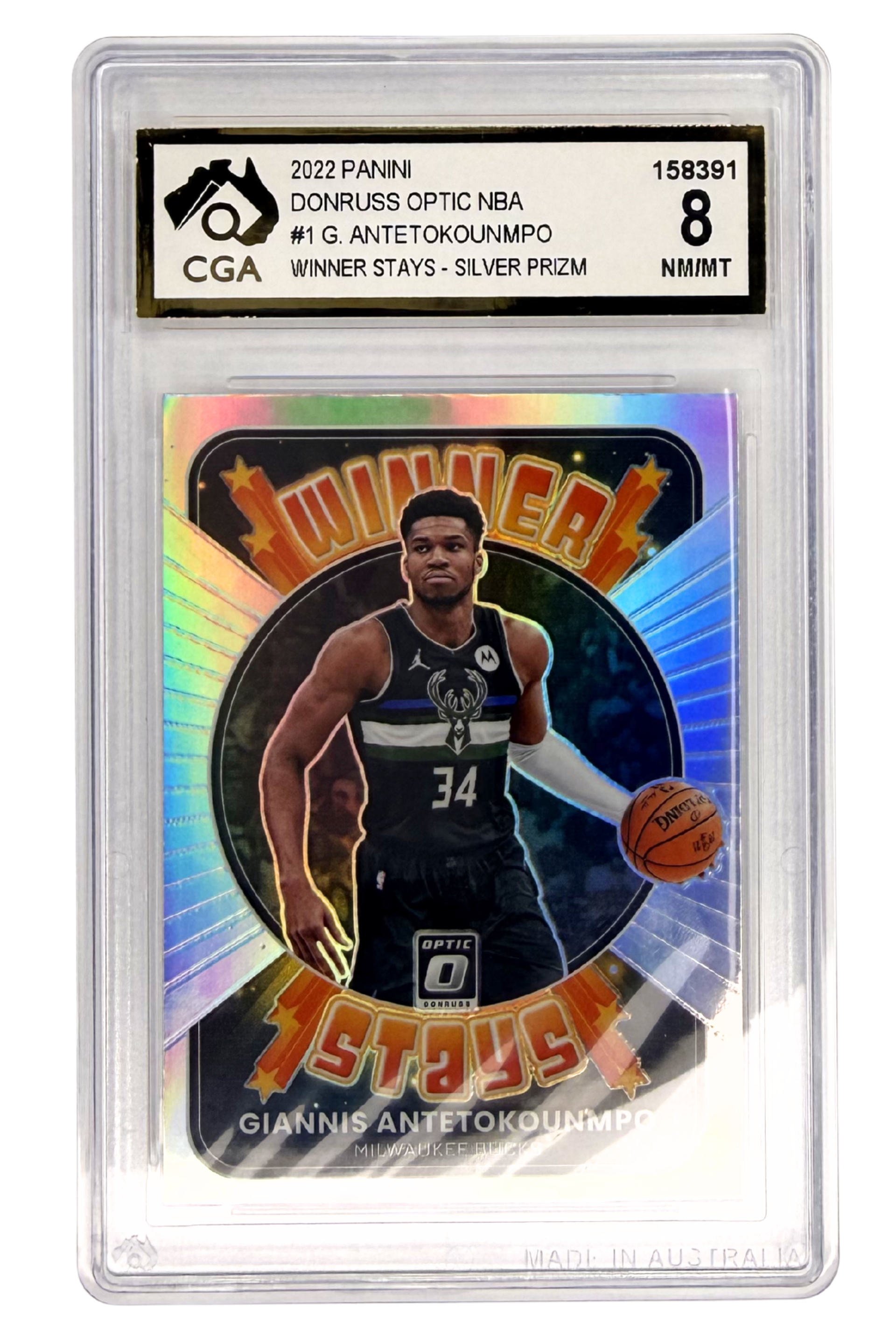 GRADED 8.0 Giannis Antetokounmpo - 2022 Panini Donruss Optic #1