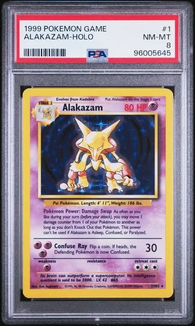 GRADED 8.0 HOLO Alakazam - Base Set Unlimited #1 of #102