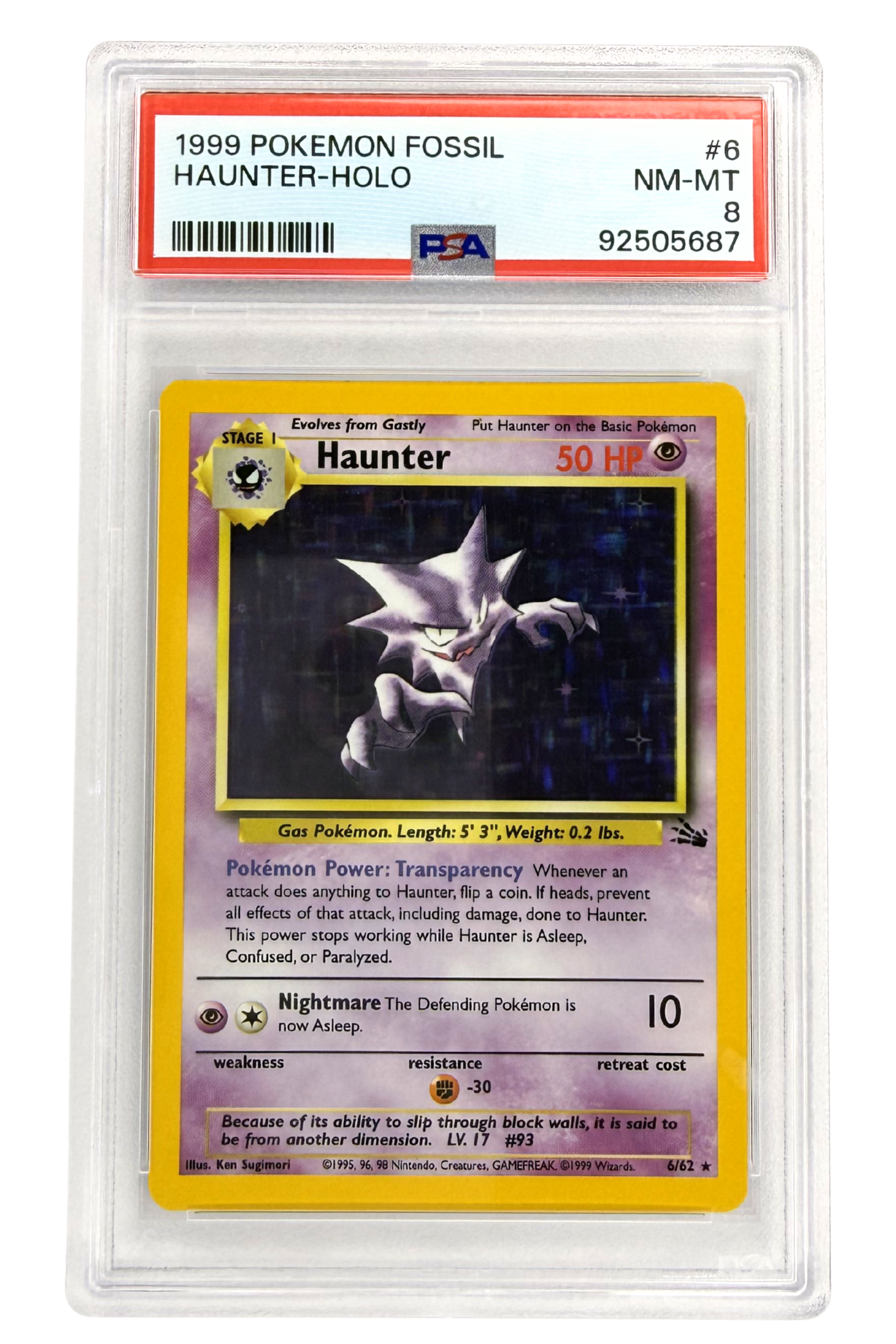 GRADED 8.0 HOLO Haunter - Fossil #6 of #62
