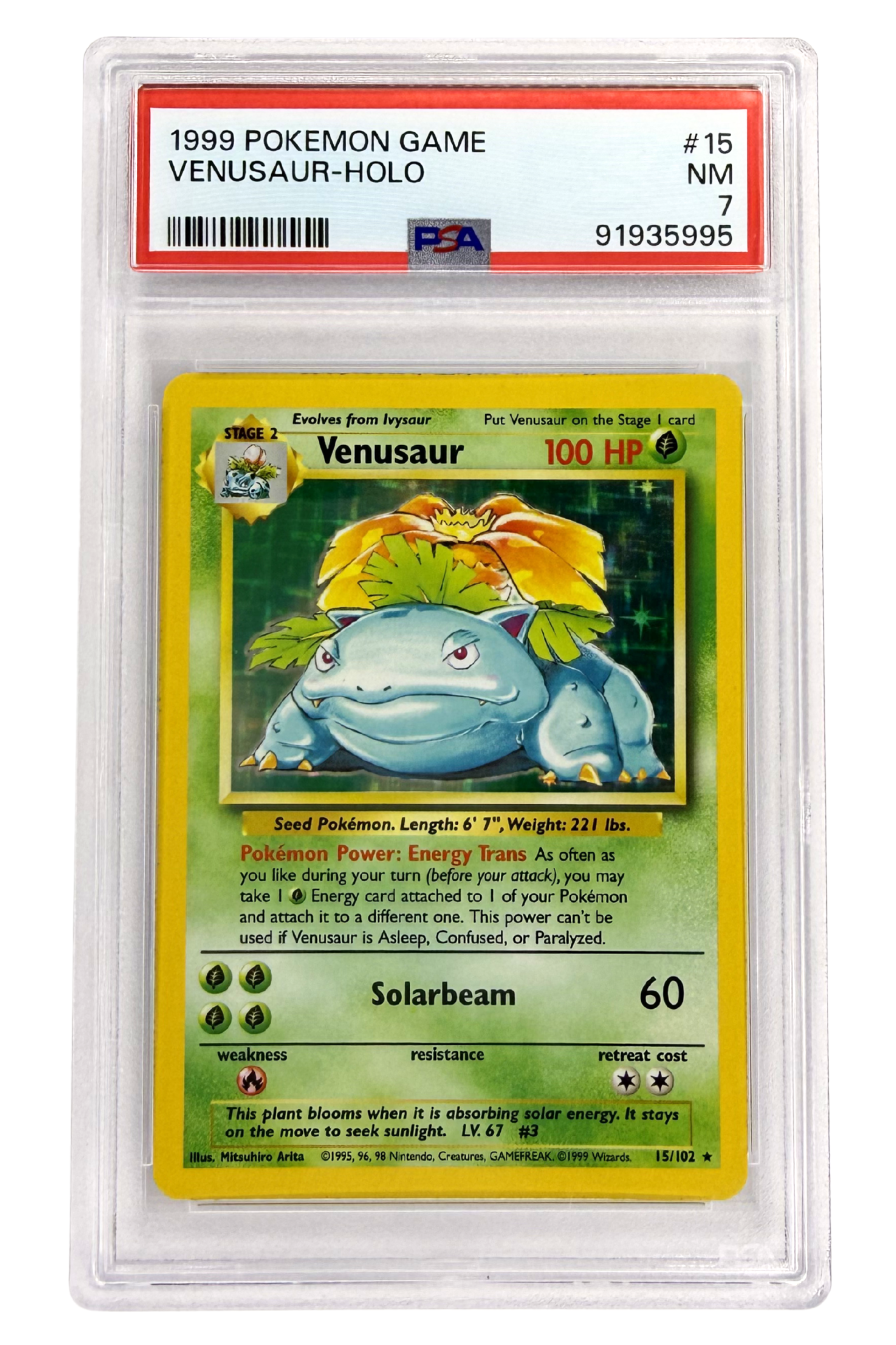 GRADED 7.0 HOLO Venusaur - Base Set Unlimited #15 of #102