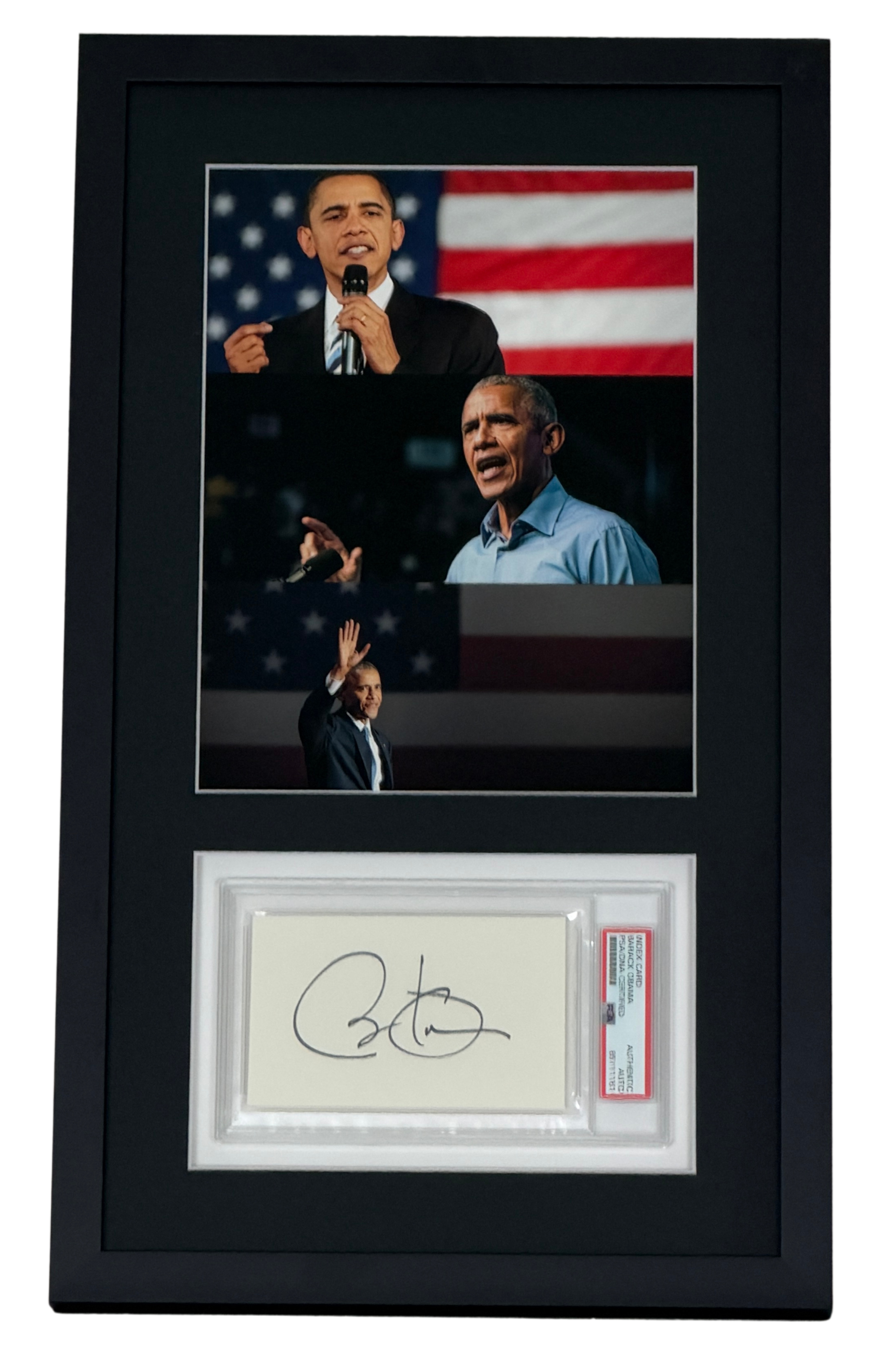 Front of Barack Obama Signed & Framed Photo Display with Signature
