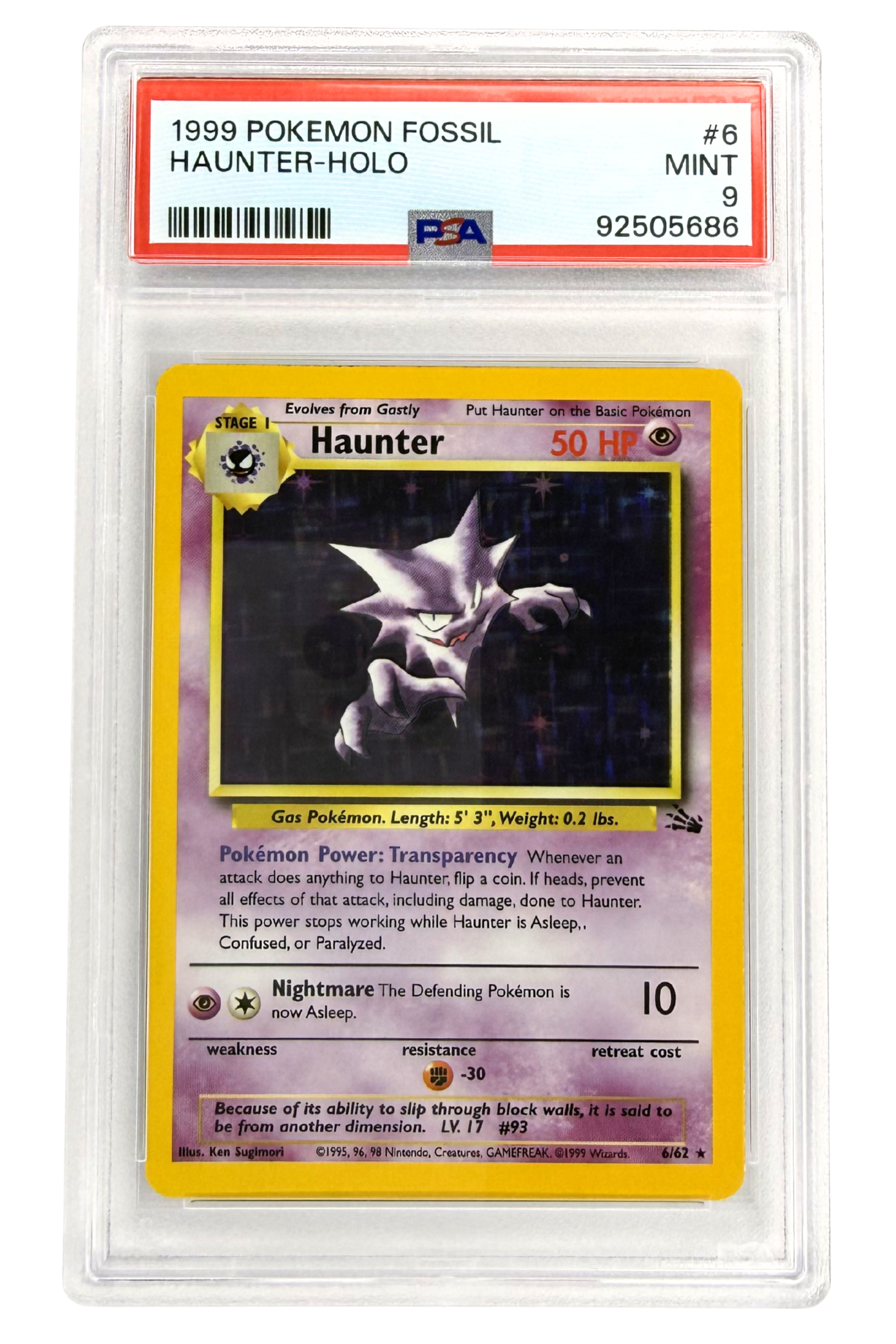 GRADED 9.0 HOLO Haunter - Fossil #6 of #62