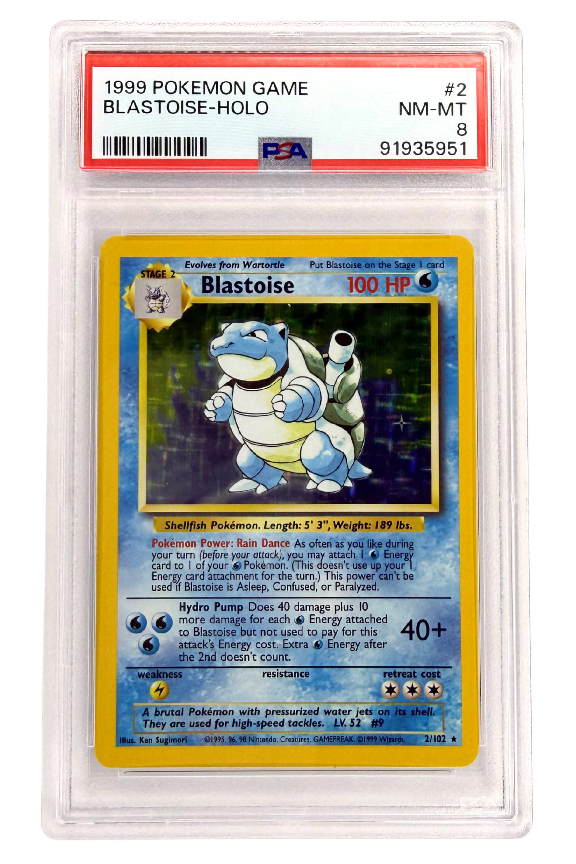 GRADED 8.0 HOLO Blastoise - Base Set Unlimited #2 of #102