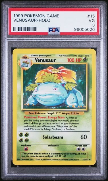 GRADED 3.0 HOLO Venusaur - Base Set Unlimited #15 of #102