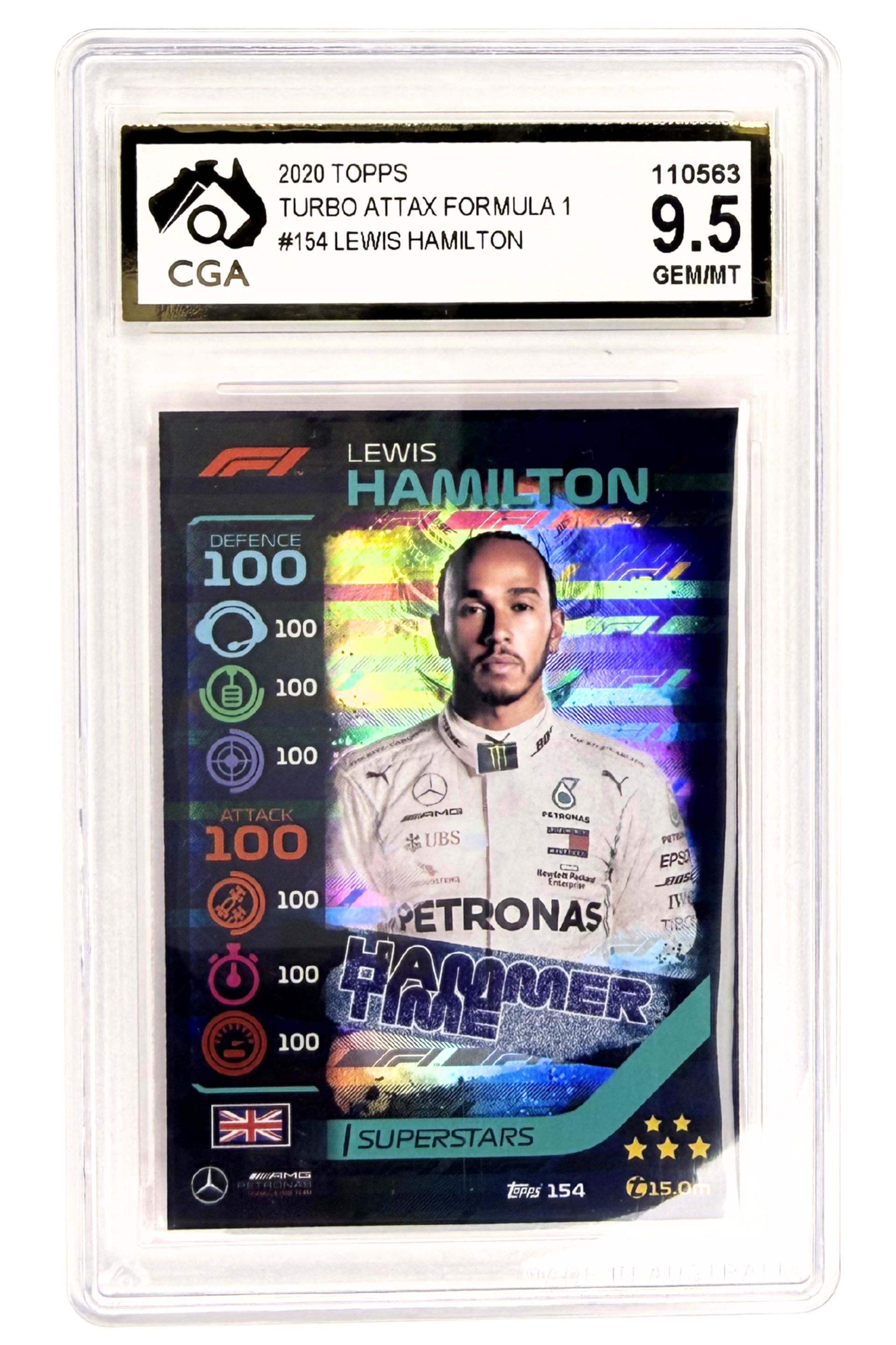 GRADED 9.5 Lewis Hamilton - 2020 Topps Turbo Attax F1 #154