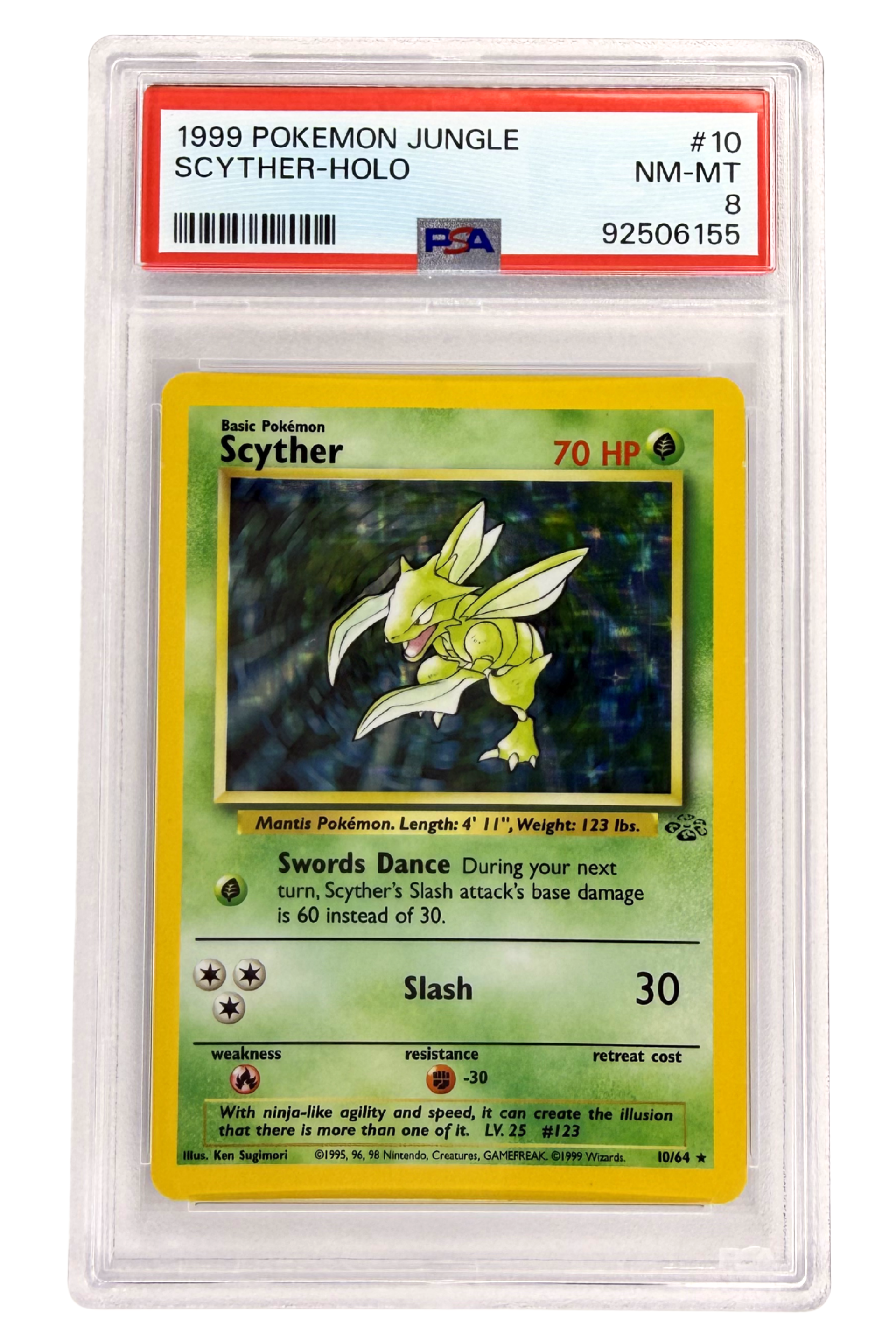 GRADED 8.0 HOLO Scyther - Jungle #10 of #64