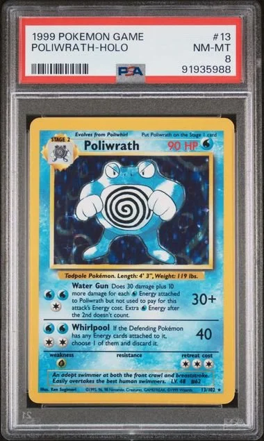GRADED 8.0 HOLO Poliwrath - Base Set Unlimited #13 of #102