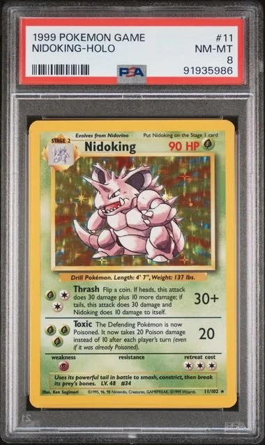 GRADED 8.0 HOLO Nidoking - Base Set Unlimited #11 of #102