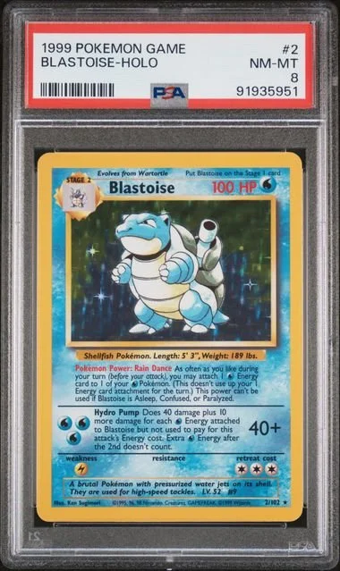 GRADED 8.0 HOLO Blastoise - Base Set Unlimited #2 of #102