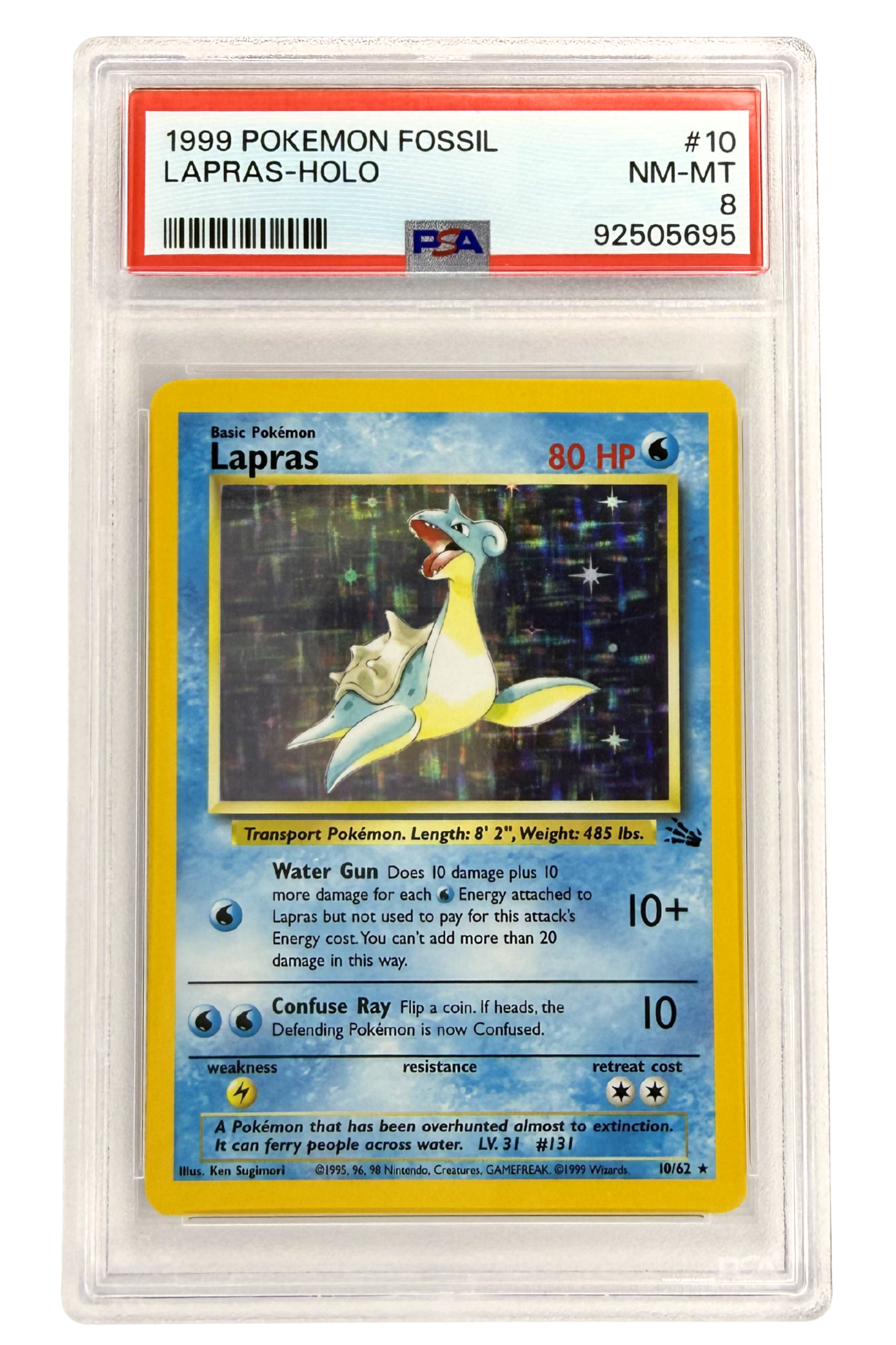 GRADED 8.0 HOLO Lapras - Fossil #10 of #62