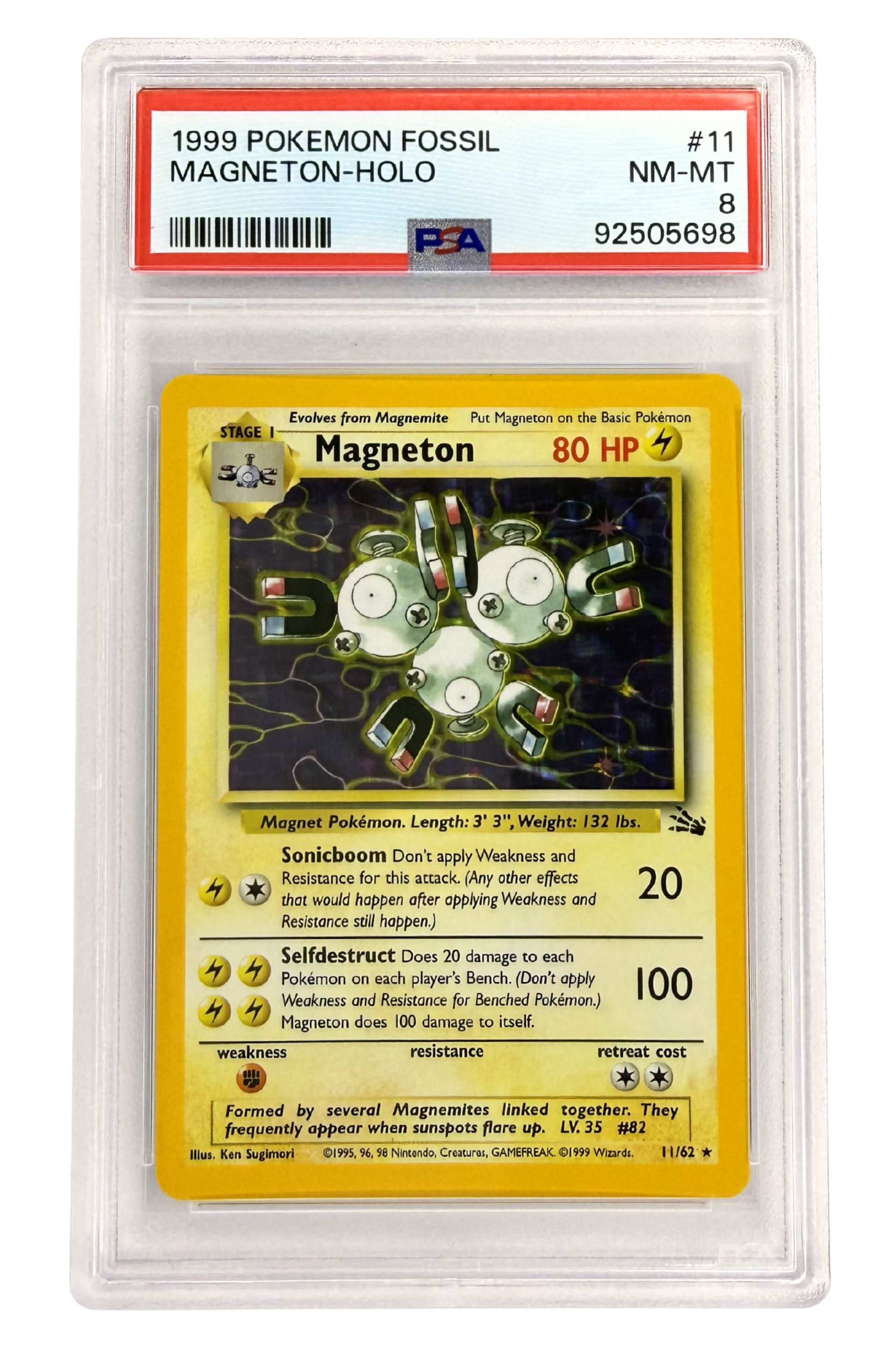GRADED 8.0 HOLO Magneton - Fossil #11 of #62