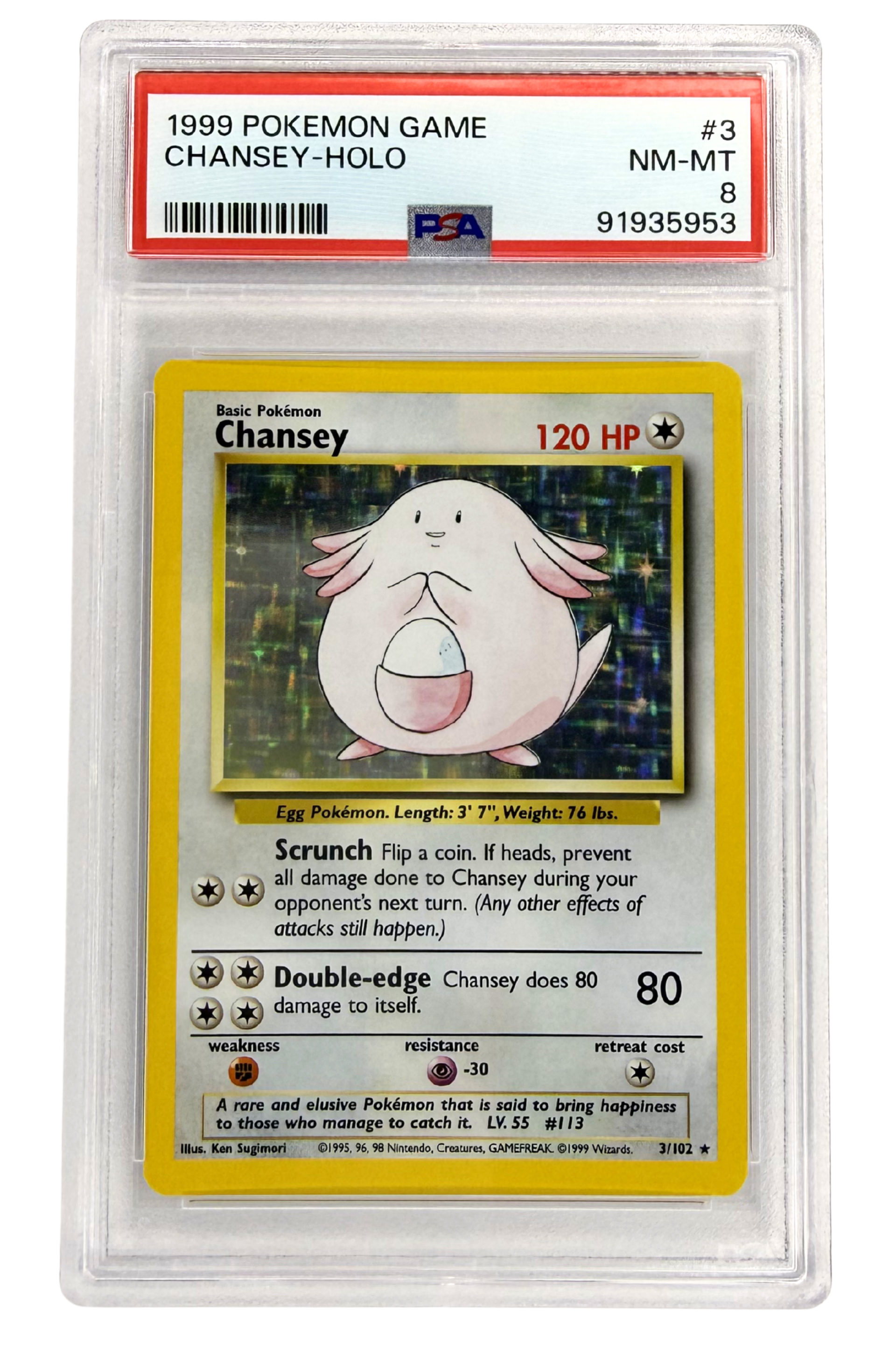 GRADED 8.0 HOLO Chansey - Base Set Unlimited #3 of #102