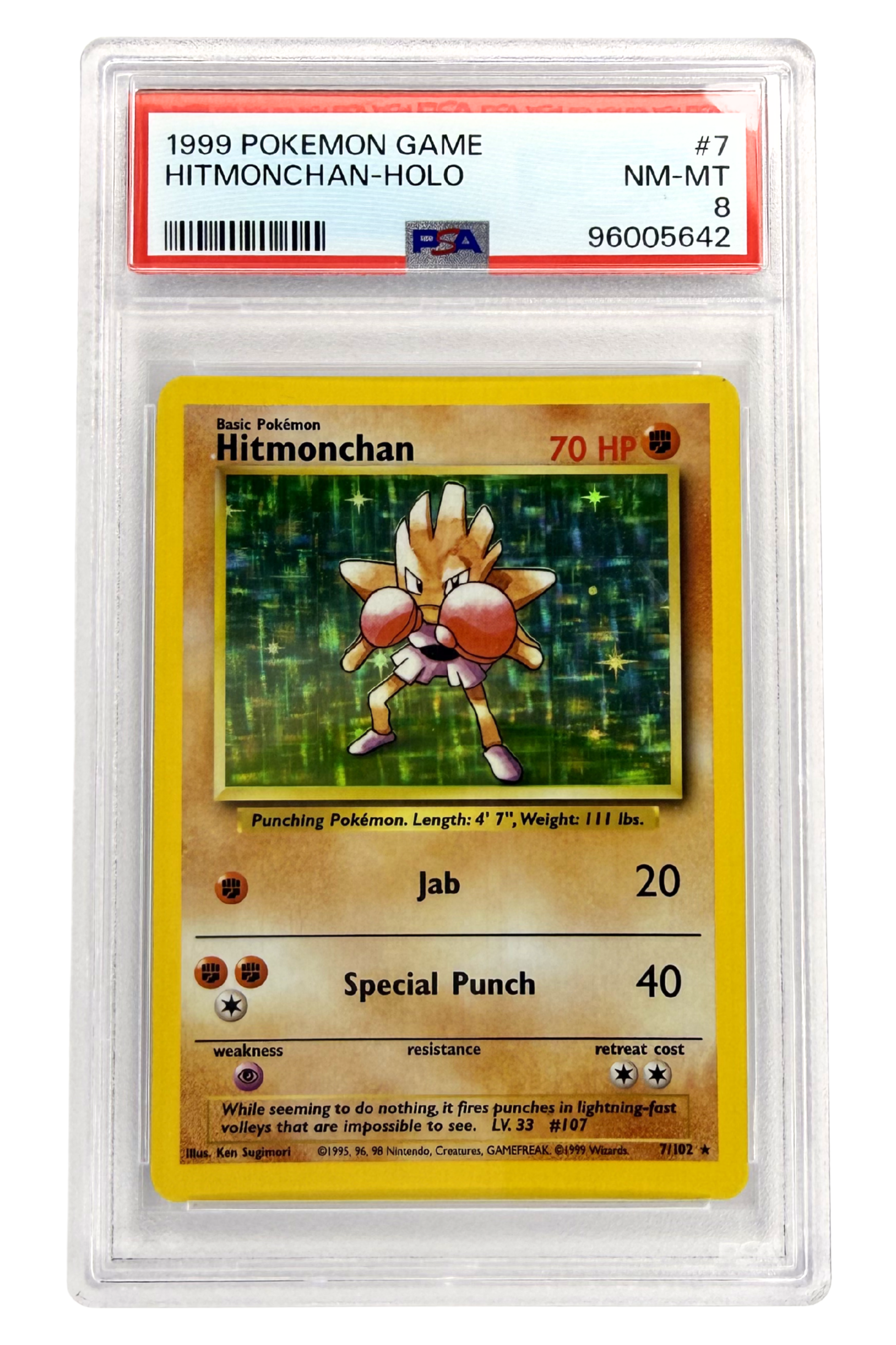 GRADED 8.0 HOLO Hitmonchan - Base Set Unlimited #7 of #102