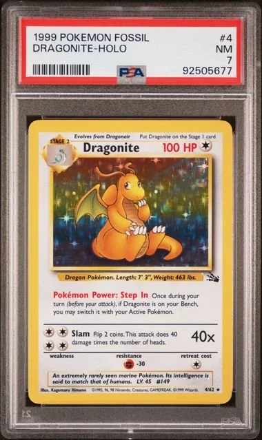 GRADED 7.0 HOLO Dragonite - Fossil #4 of #62