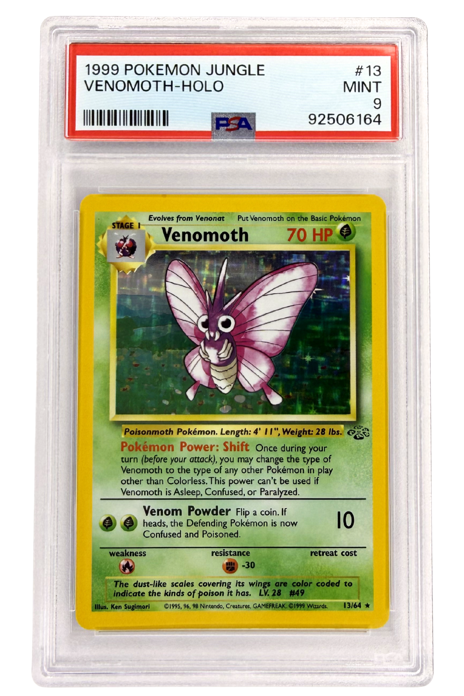 GRADED 9.0 HOLO Venomoth - Jungle #13 of #64