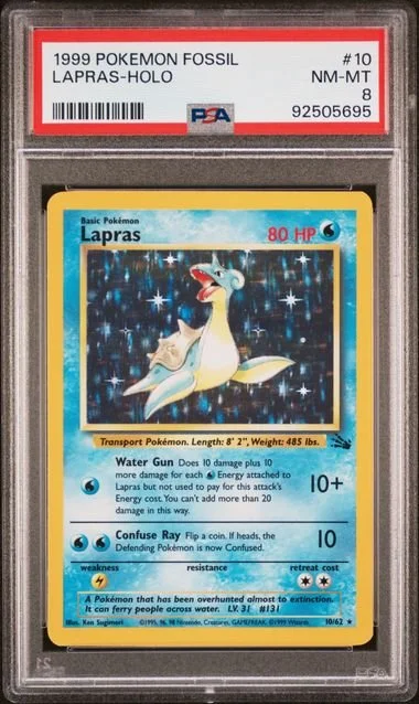 GRADED 8.0 HOLO Lapras - Fossil #10 of #62