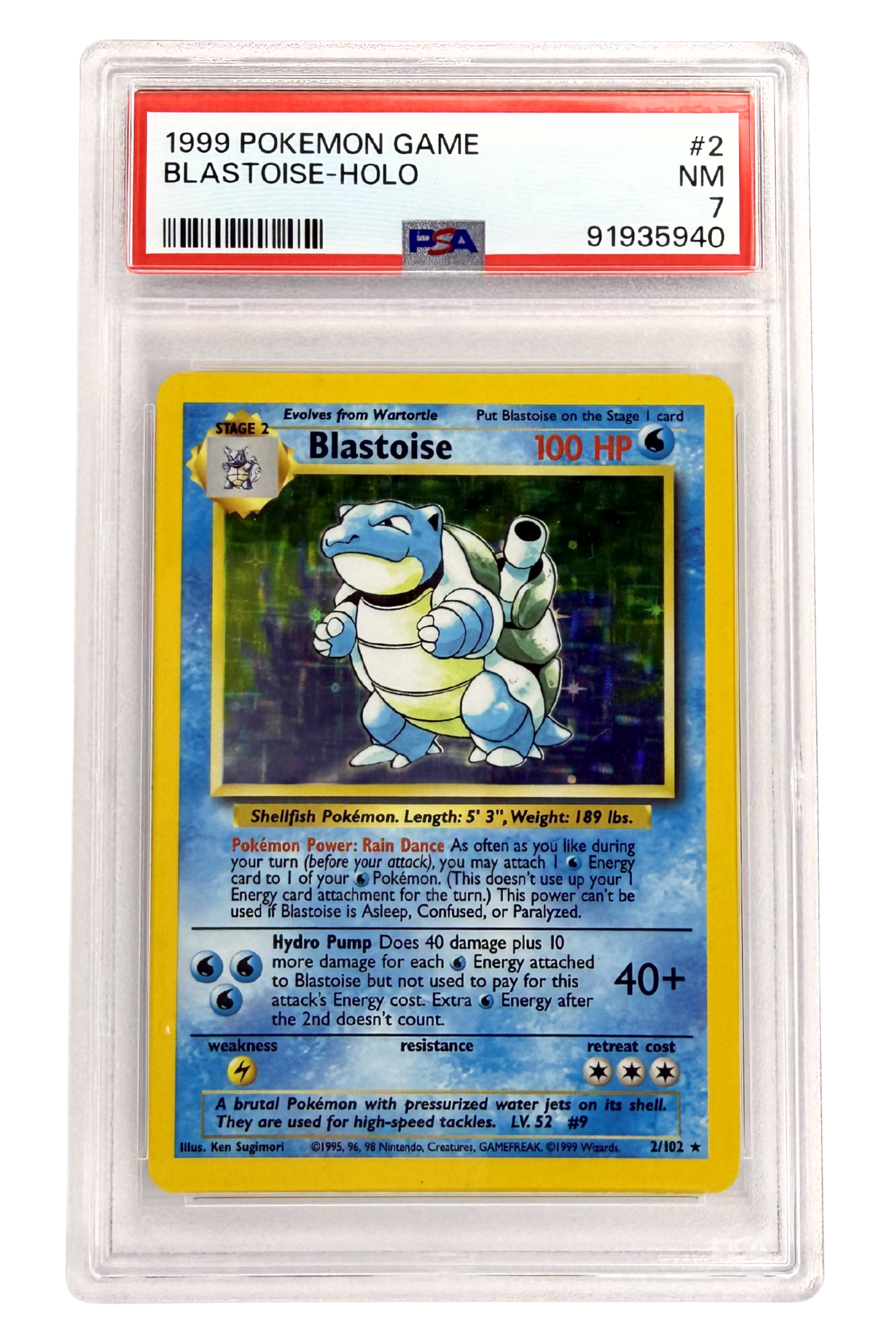 GRADED 7.0 HOLO Blastoise - Base Set Unlimited #2 of #102