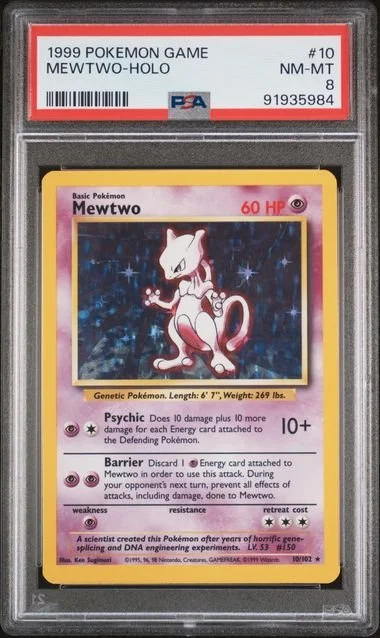 GRADED 8.0 HOLO Mewtwo - Base Set Unlimited #10 of #102
