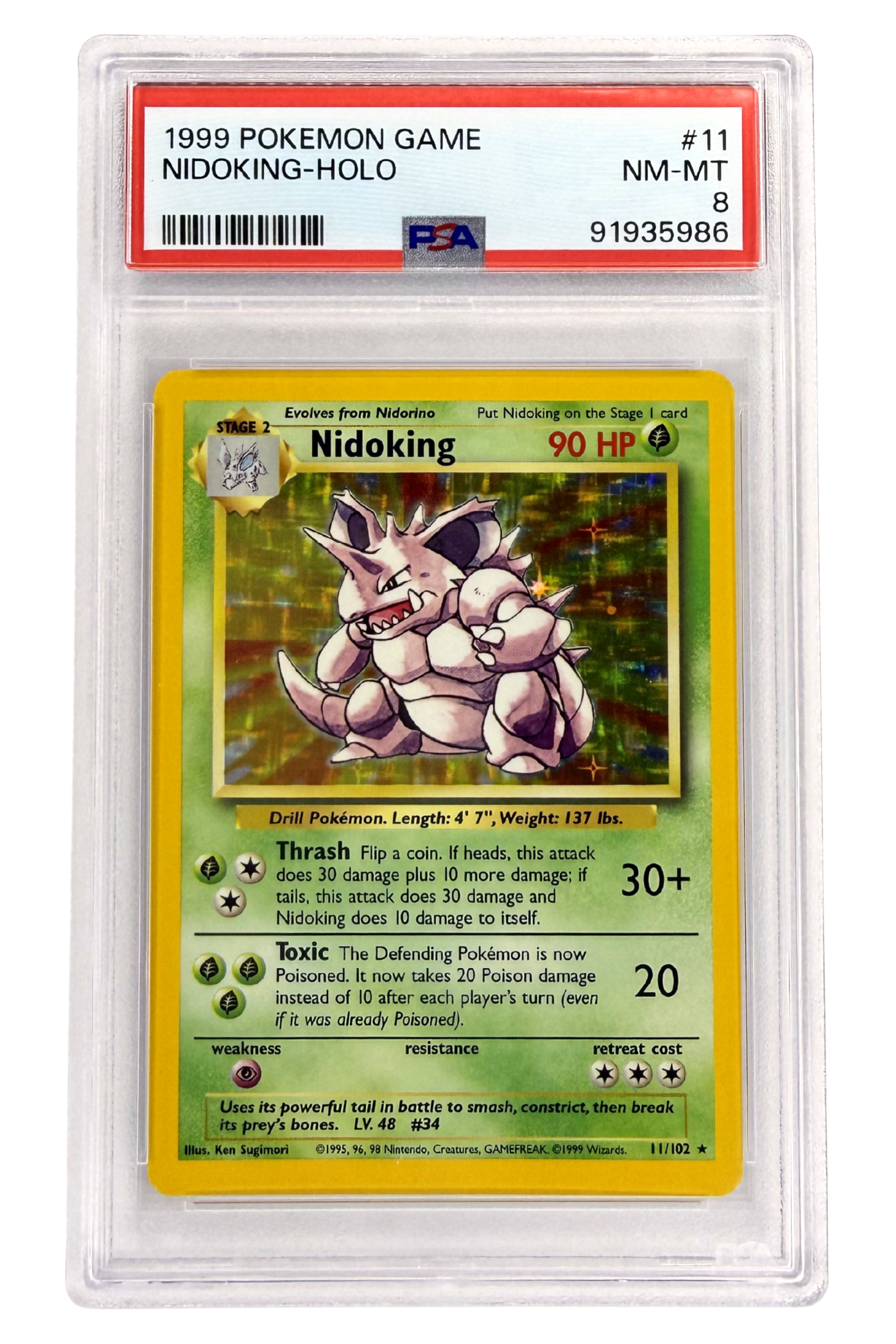 GRADED 8.0 HOLO Nidoking - Base Set Unlimited #11 of #102
