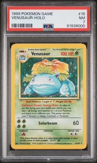 GRADED 7.0 HOLO Venusaur - Base Set Unlimited #15 of #102