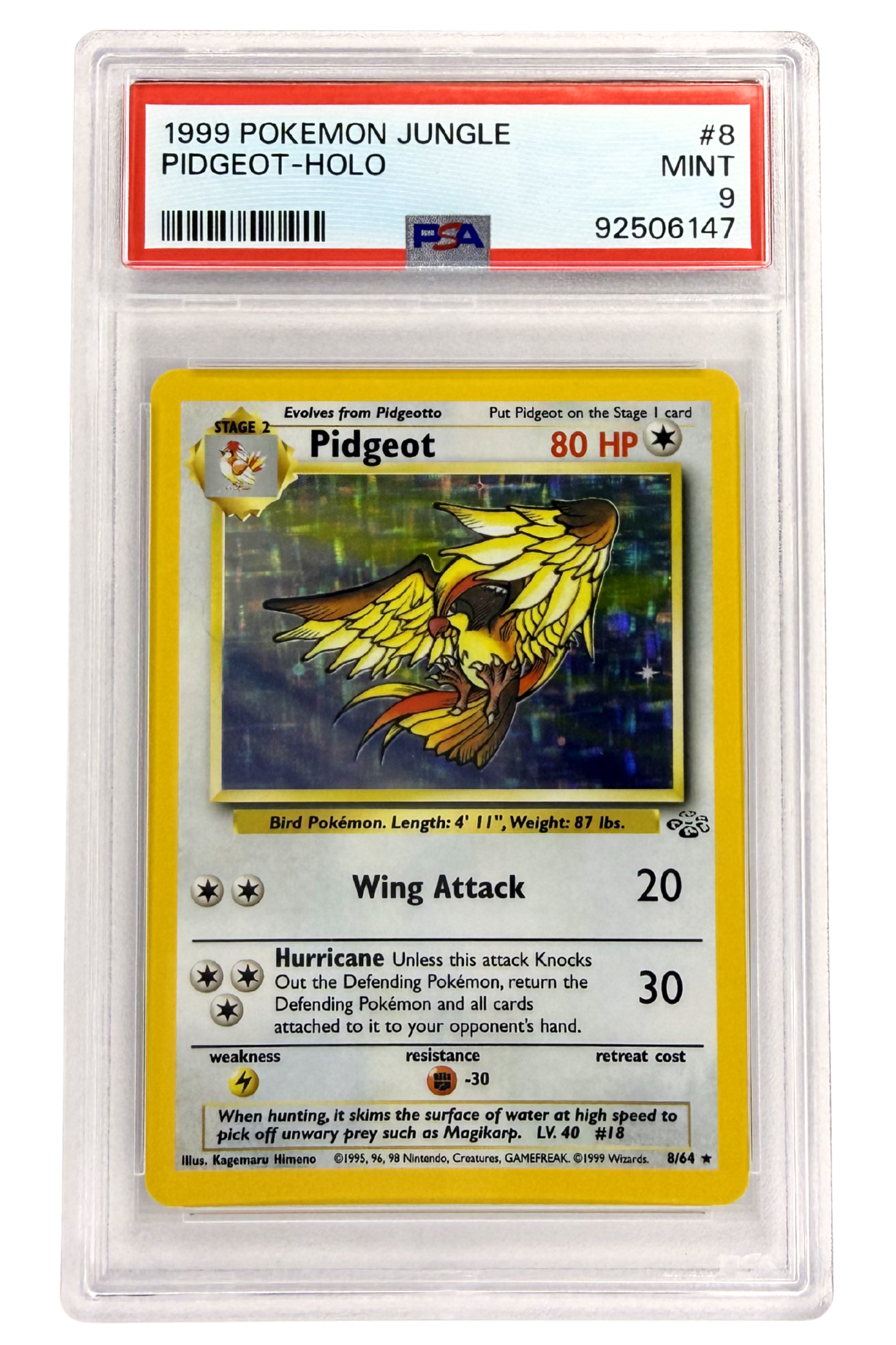 GRADED 9.0 HOLO Pidgeot - Jungle #8 of #64