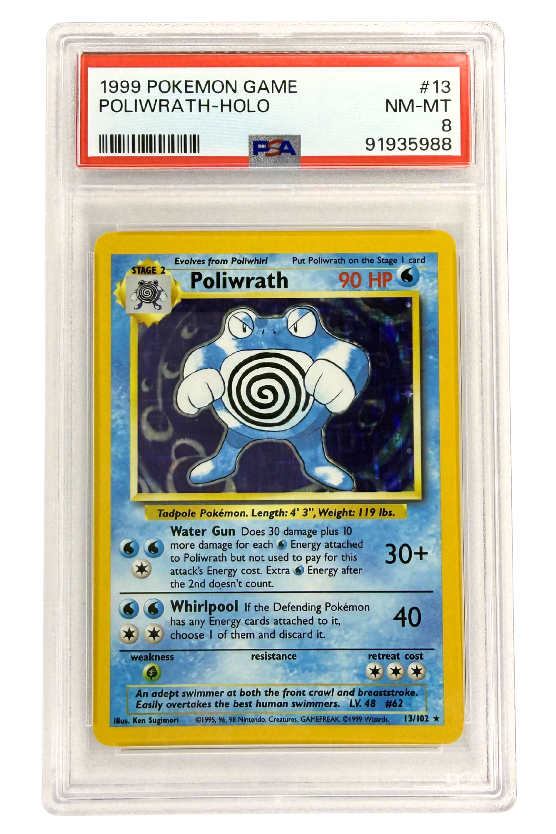 GRADED 8.0 HOLO Poliwrath - Base Set Unlimited #13 of #102