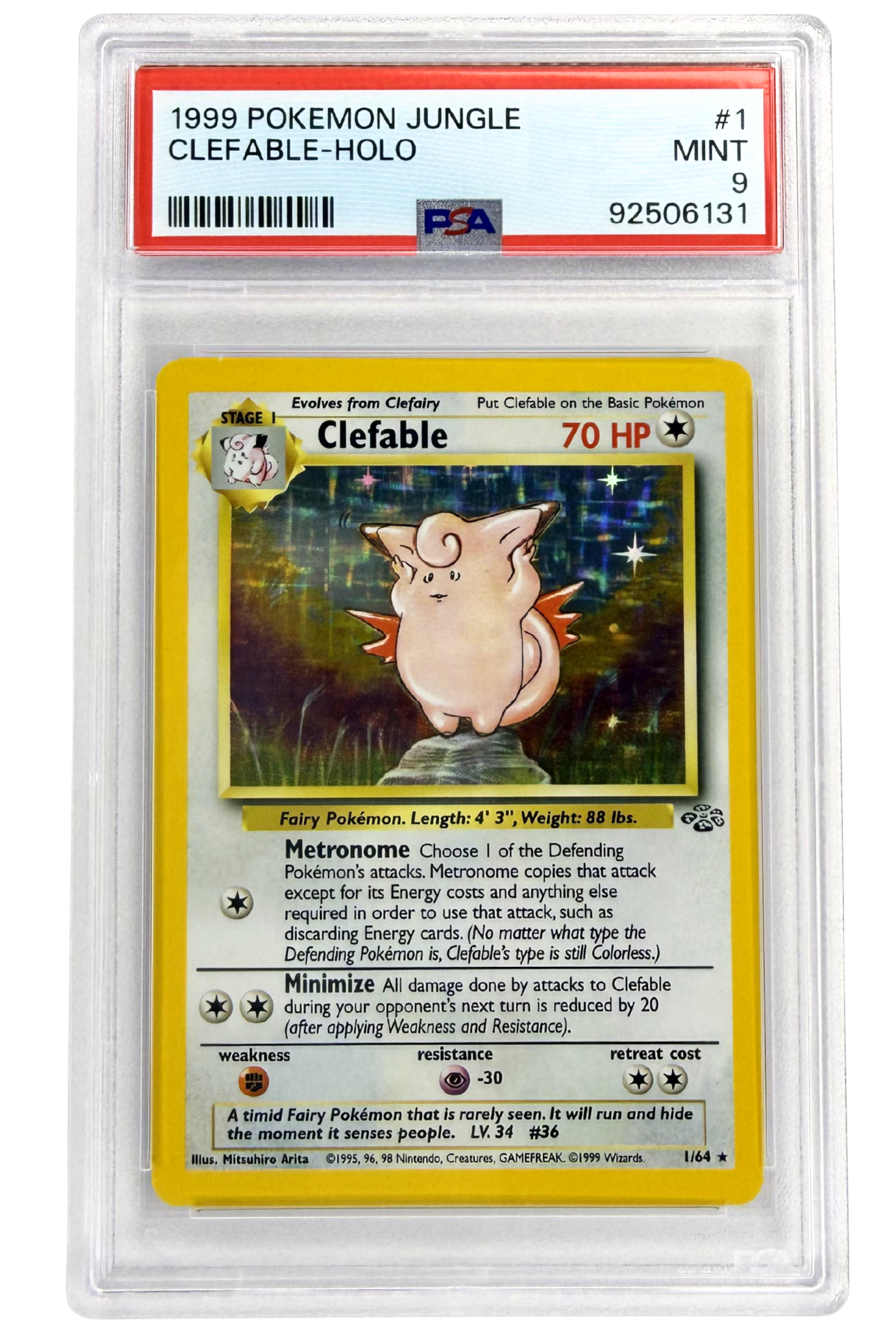 GRADED 9.0 HOLO Clefable - Jungle #1 of #64