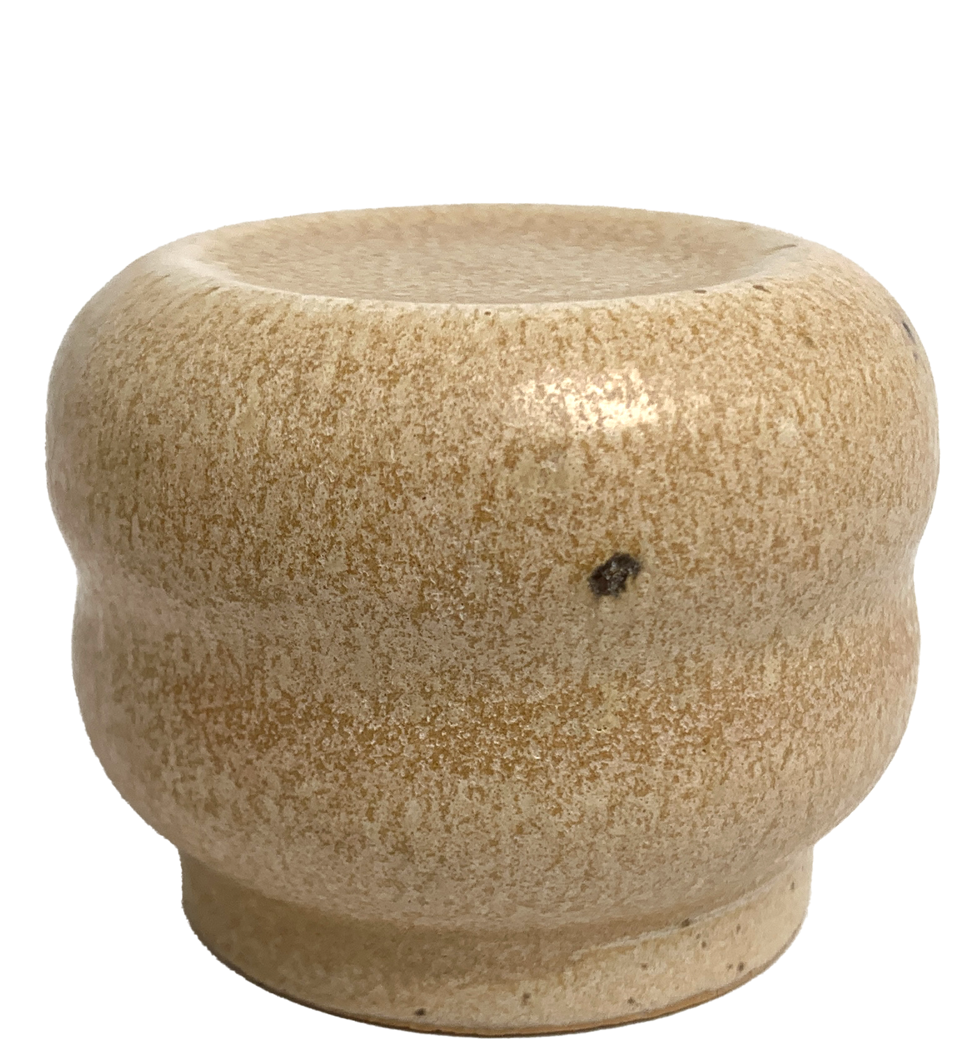 Close-up of glazed ceramic object. It used as an example to indicate the appearance of the glaze. The glaze is beige