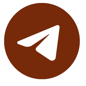 Telegram app icon with a paper plane inside a brown circle.