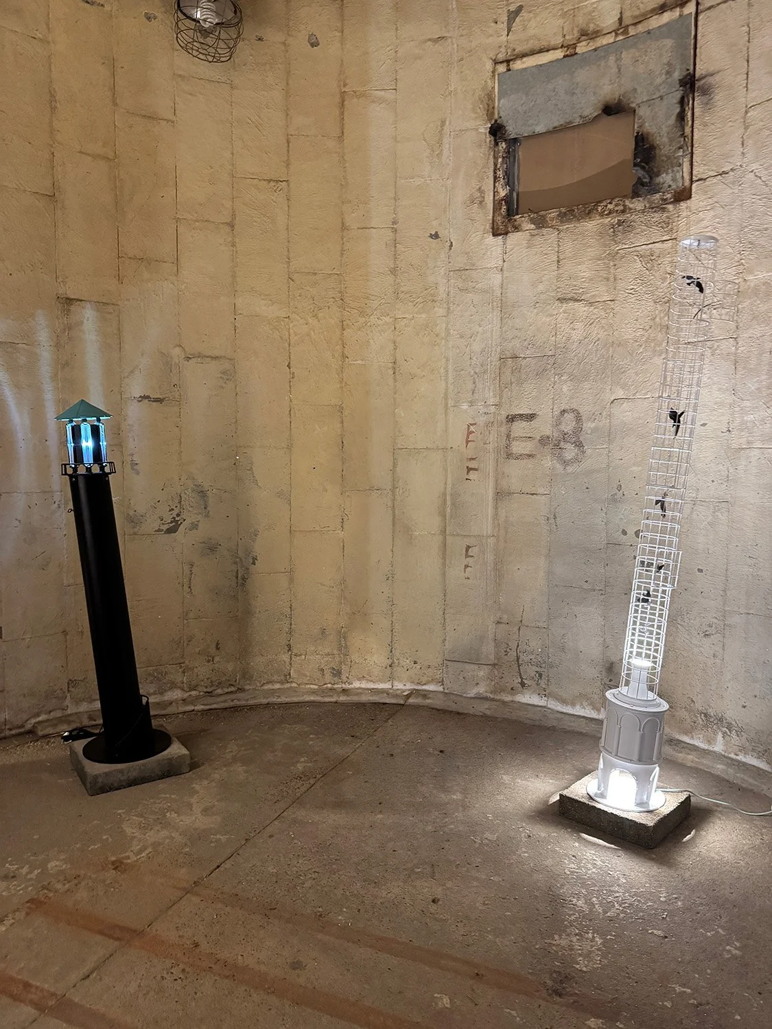 Tim Glover, "Lighthouse" and "Leaning Tower of Birds"