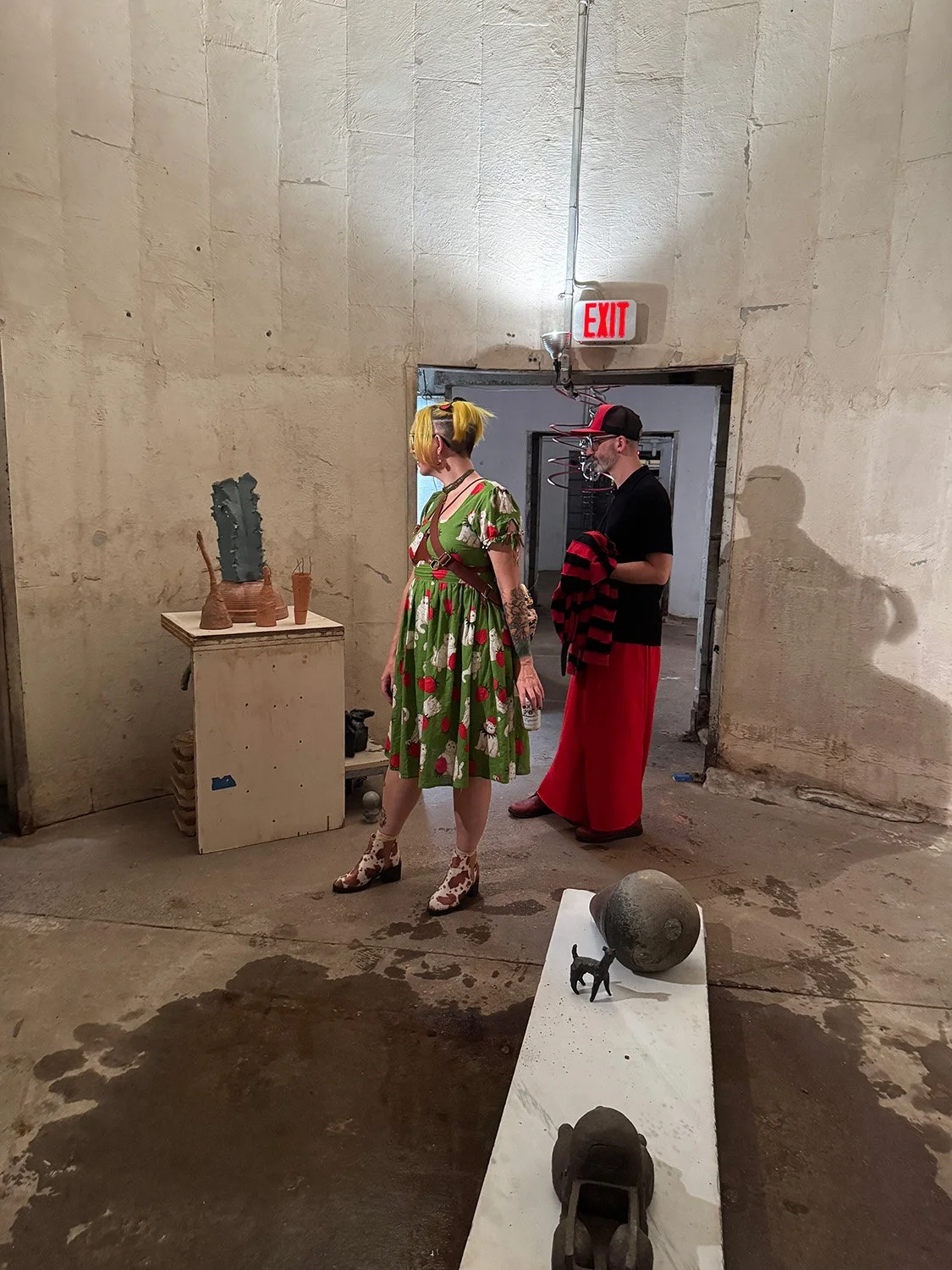 Guests by Chris Powell's installation "bulls, birds and other vessels"