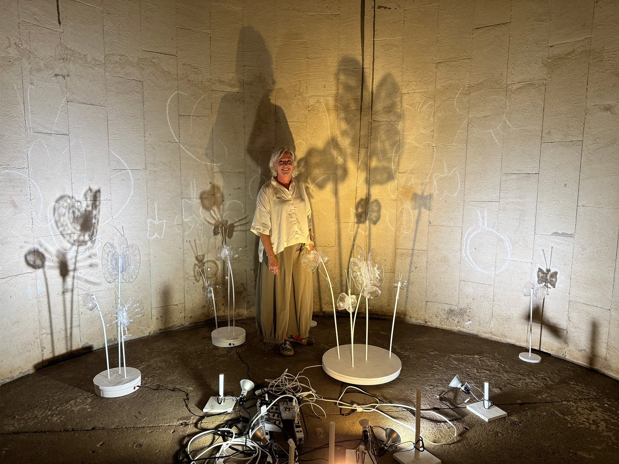Mary Magsamen by her installation "Almost Butterflies"