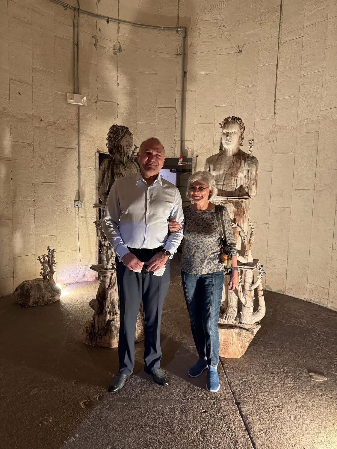 Guests by Clara Hoag's installation "The Birth of Man, The Death of Man"