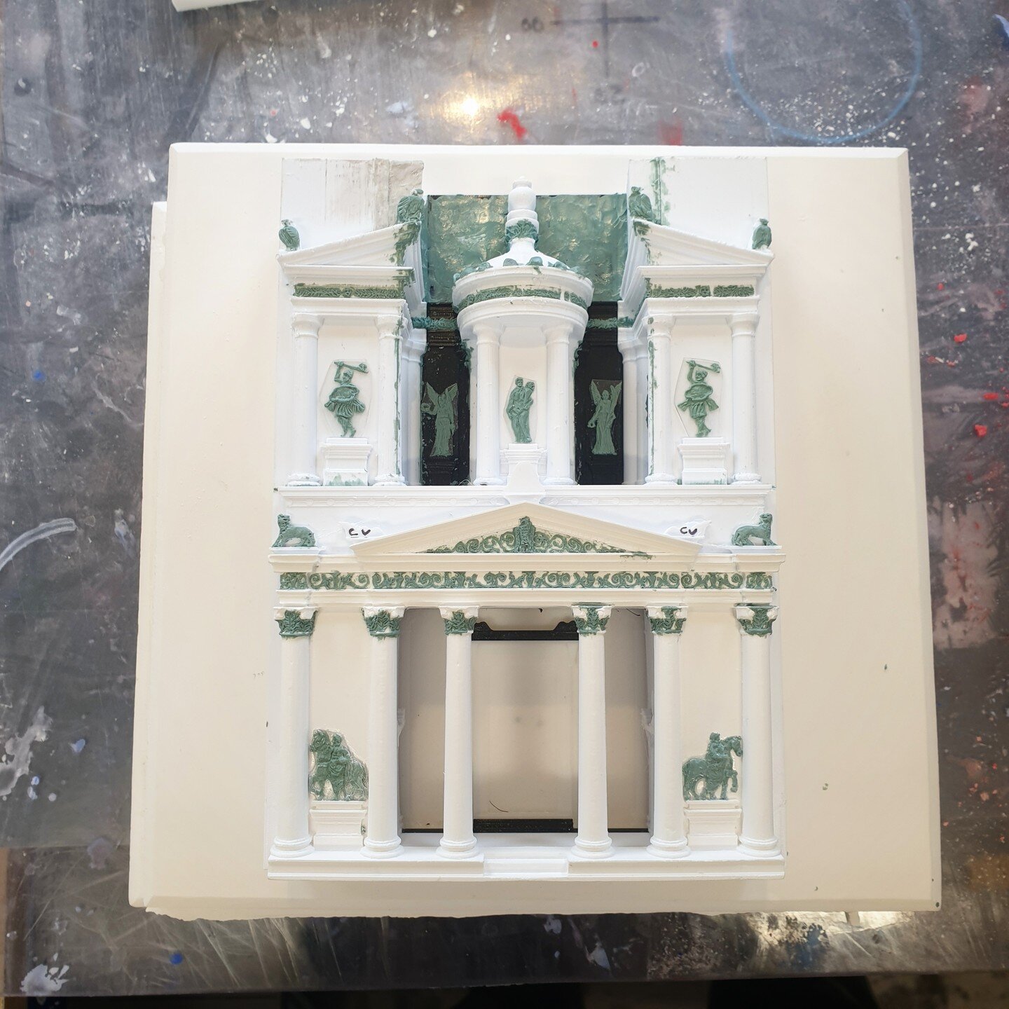 Work in Progress - The treasury of Al-Khazneh.

This has been a new level of challenge for me, mostly in the composition of the overall piece. I originally composed it more in line with my standard single, flat facade - but realised it didn't do the 