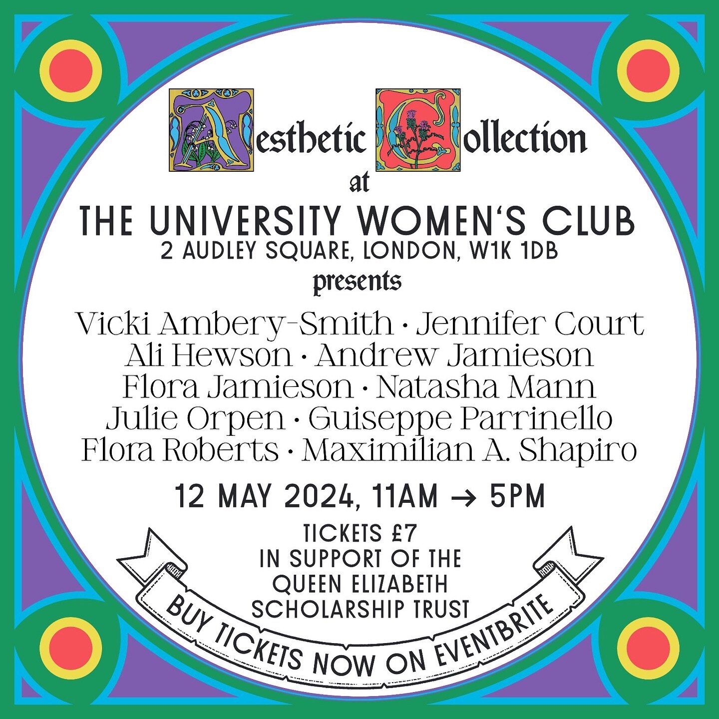 I am pleased to announce the Aesthetic Collection Art Fair at @universitywomensclub in support of @qestcraft on 12th May! 

With talented artists @vickiamberysmith @jennifercourt_art @ali.hewson @artyjamie1746 @theroundwindow @natashamann.art @orpenj