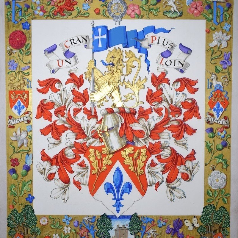 Andrew specialises in heraldic painting, calligraphy, and manuscript illumination. He works to commission, and most recently this included designing the Coronation invitation, a beautiful and thoughtful piece which incorporated The King&rsquo;s love 