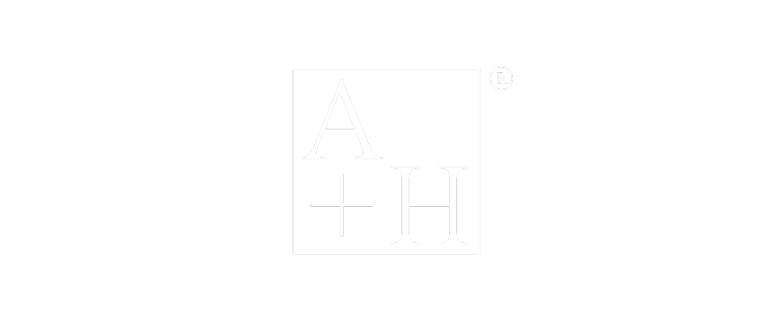 Black background with white logo featuring a square outline containing the letters A and H separated by a plus sign.