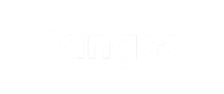 The word 'tango' in white lowercase letters on a black background, with the last two letters interconnected in an infinity shape.