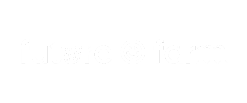 Logo with the words 'future farm' in lowercase letters, featuring a smiling face emoji in place of the letter 'o'