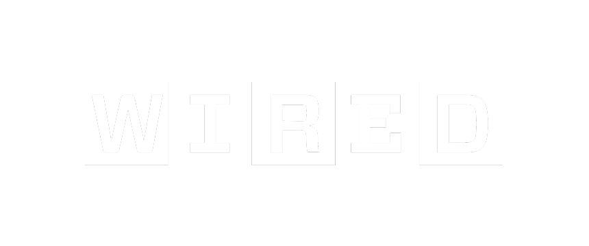 The word WIRED displayed in black and white, with each letter inside a square outline.