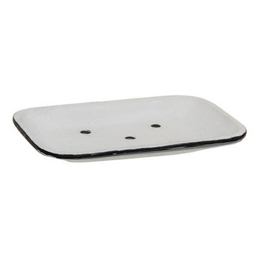 White Enamelware Soap Dish