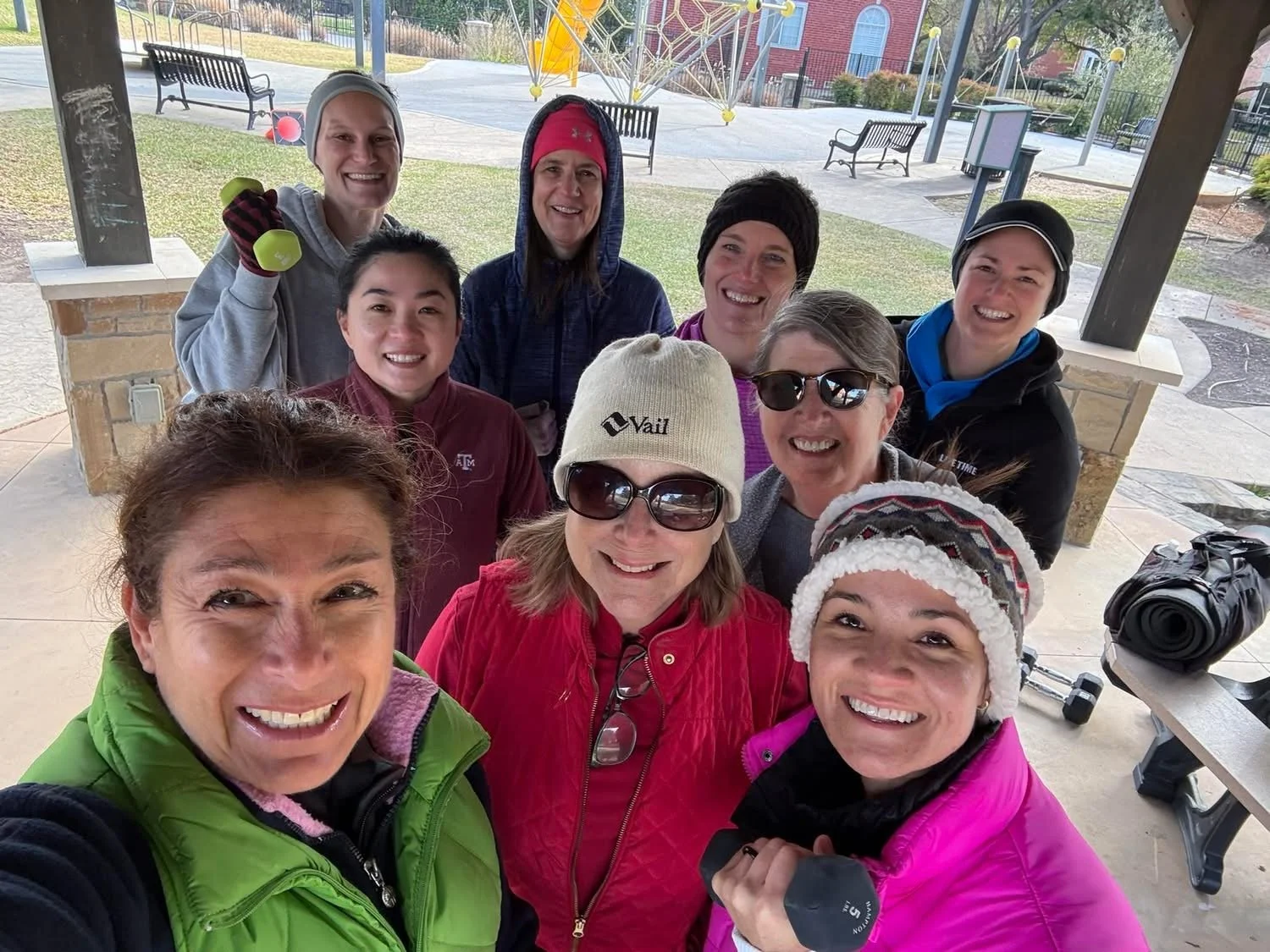 group of women working out in park